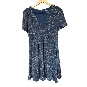 Madewell Navy Sequin Flutter-Sleeve Dress Size 2